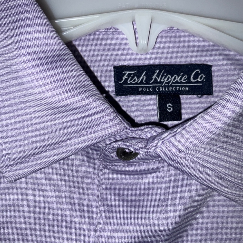 Fish Hippie Co. Light Purple and White Golf Shirt Size S - Picture 7 of 9